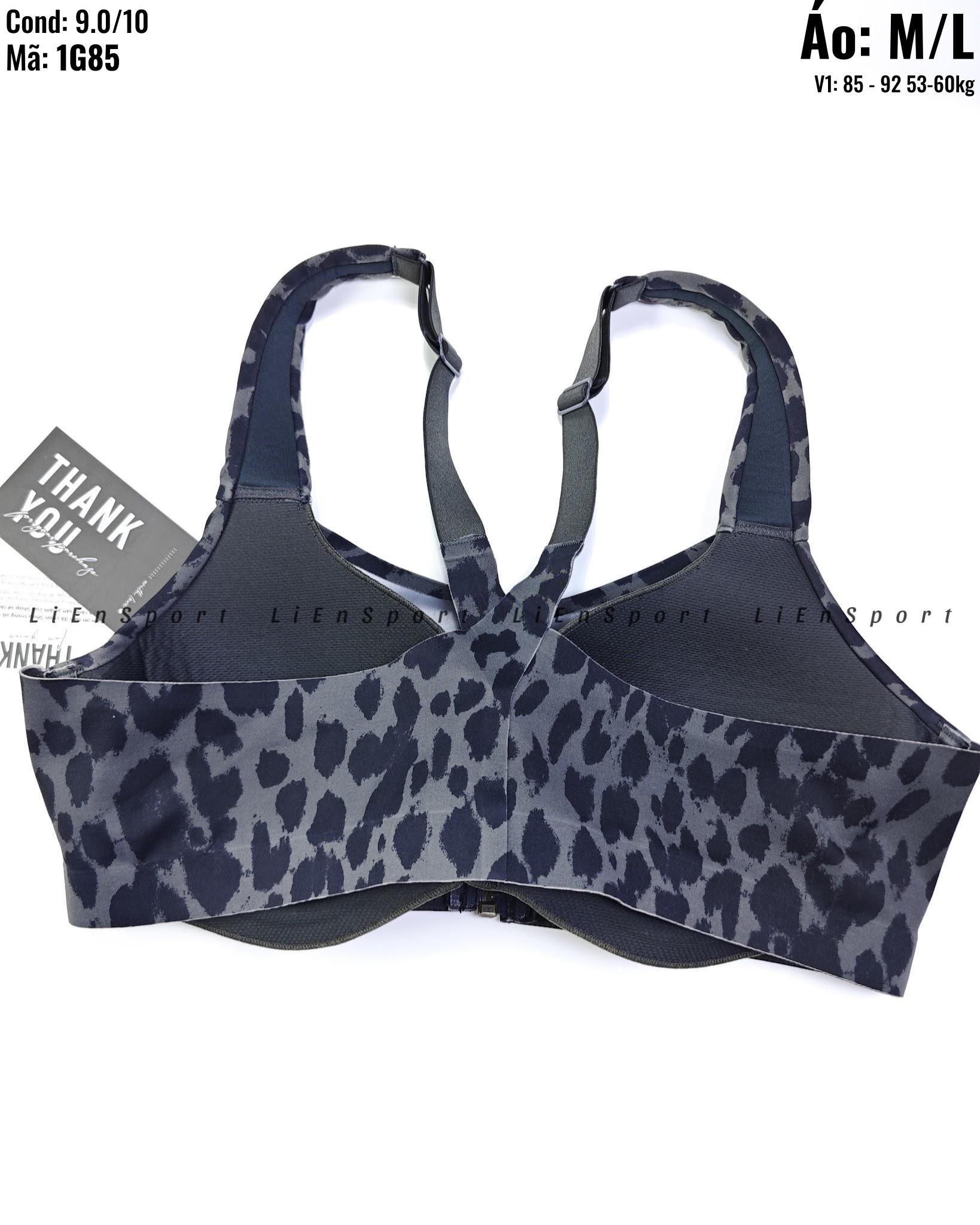 Victoria's Secret VSX Áo bra thể thao Nữ Size M L Xám đen họa tiết da báo Auth 2nd Dây vai bản lớn Khóa kéo trước Co giãn 4 chiều Thấm hút mồ hôi Nâng đỡ tốt Phù hợp gym yoga chạy bộ Mã:1G85_thumbnail_6