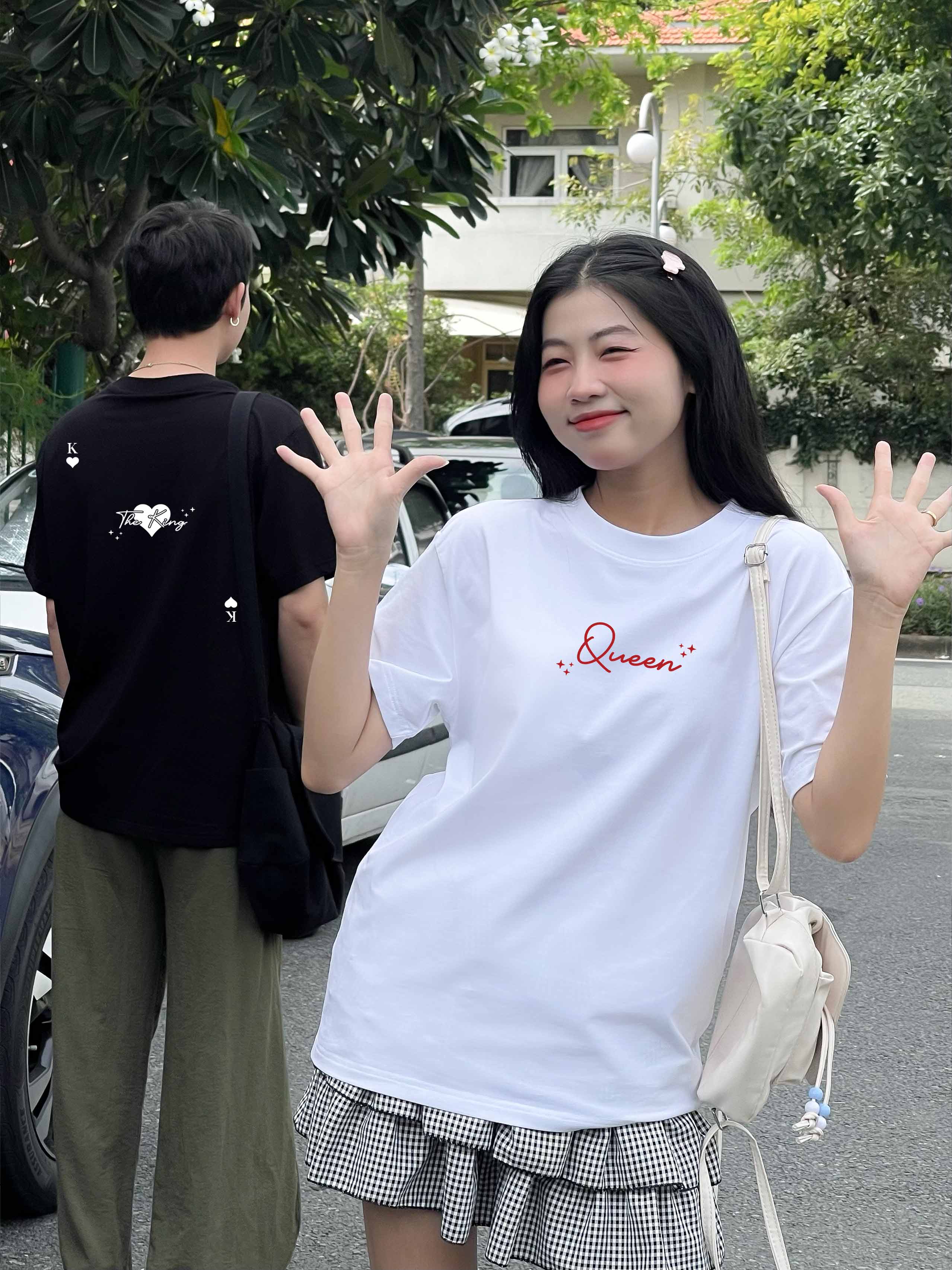 Áo thun cặp nam nữ King Queen form rộng 1838 Miucho vải cotton 4c co giãn thoáng mát in basic_thumbnail_3