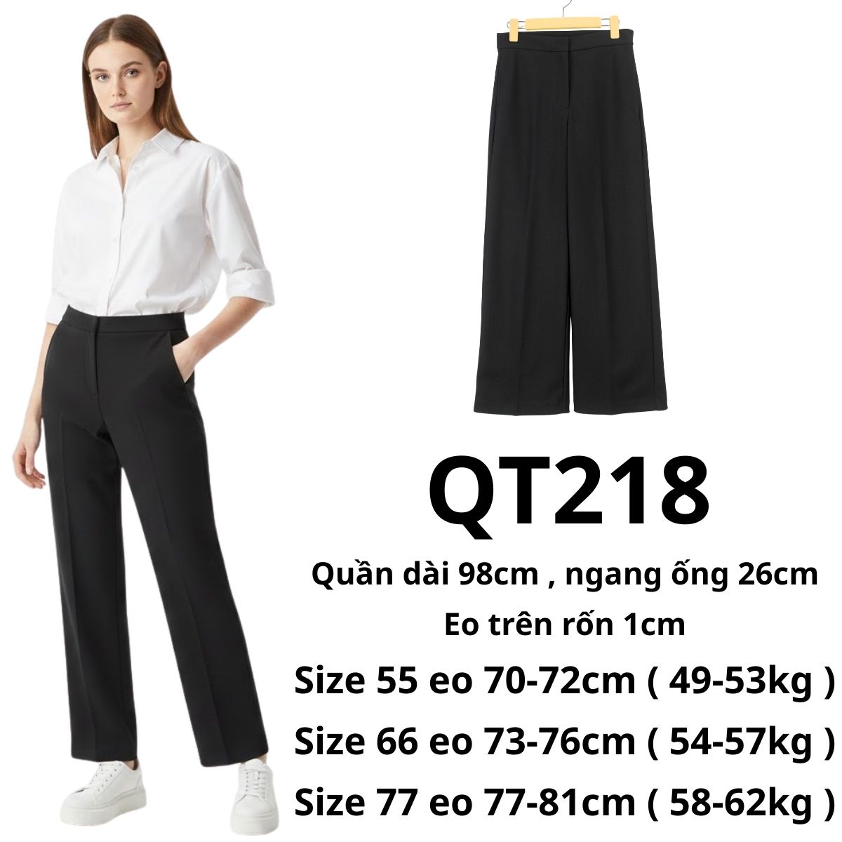 QT218 QUẦN TÂY ĐEN ỐNG ĐỨNG