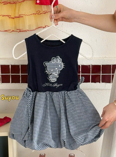 SU68 - Váy sát nách phối chân kẻ caro in hình hãng Suyou_thumbnail_2