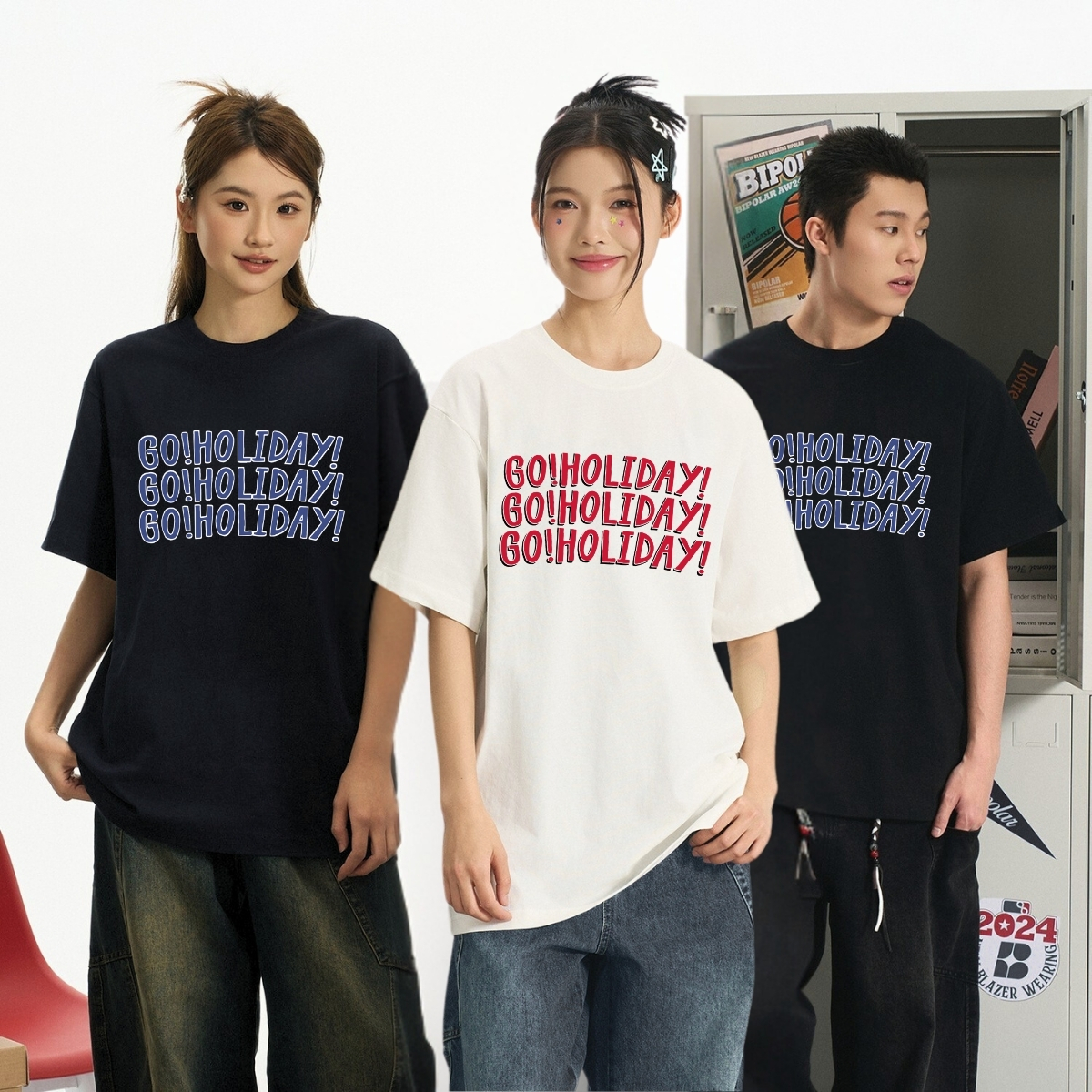 Áo thun oversize nam nữ local brand We Tee chữ GO!HOLIDAY - WU1011 WU1011