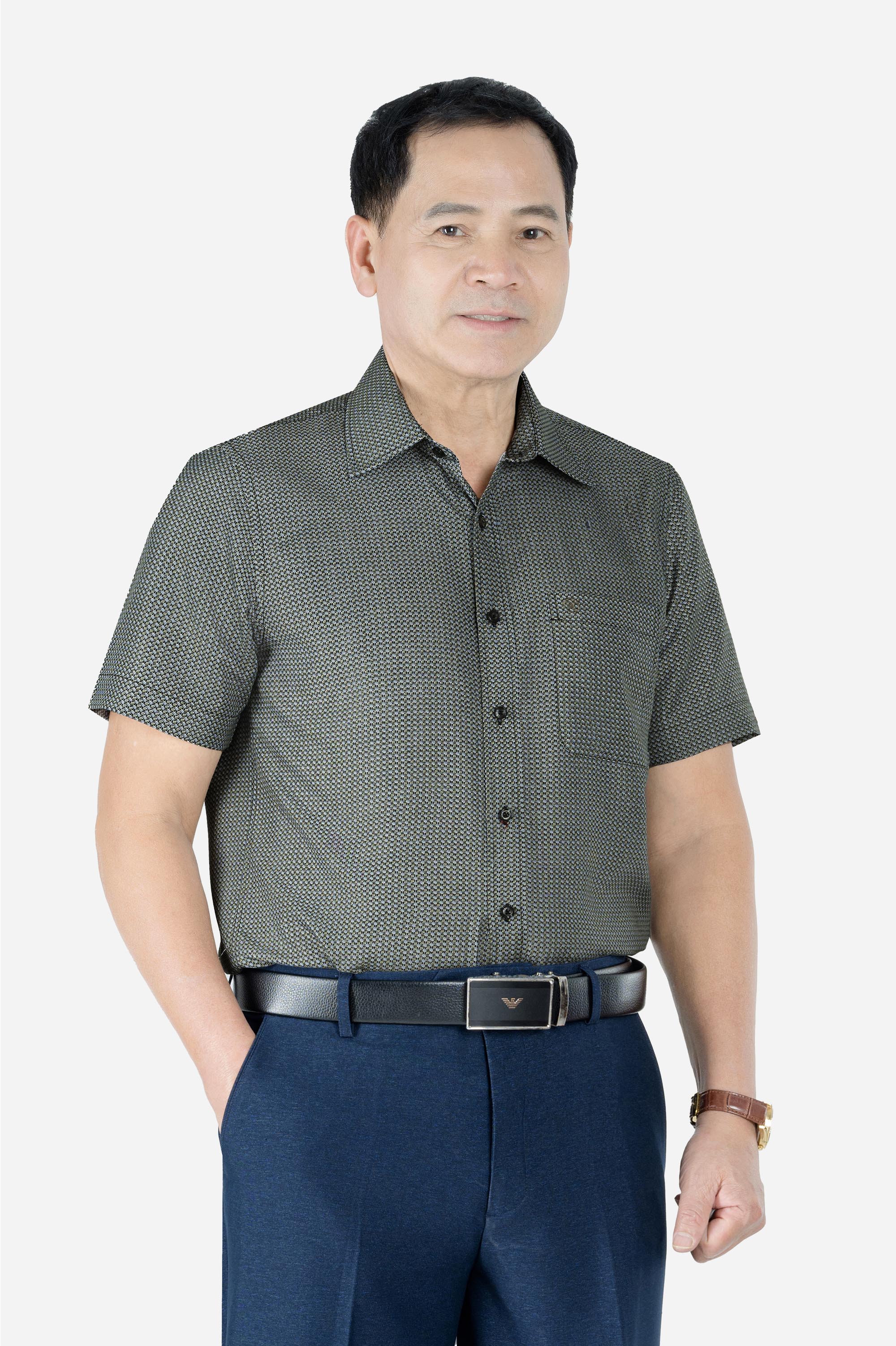 Sơ Mi Họa Tiết Nam Trung Niên ANCHI Chất Liệu Cotton Phom Suông Vạt Ngang Màu Xám_thumbnail_5