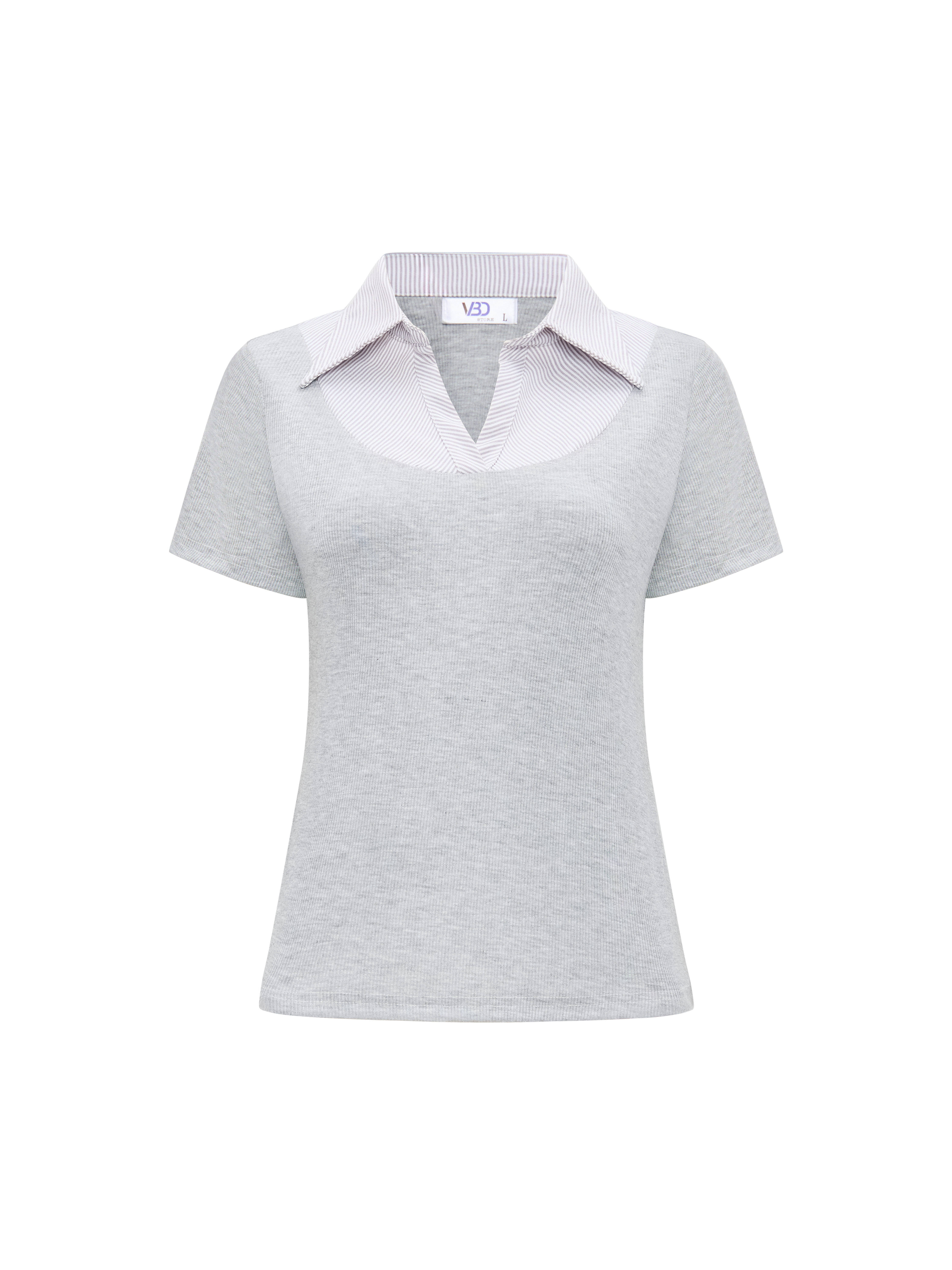 BIGSIZE NỮ-  Áo thun phối cổ sơ mi V-AK092