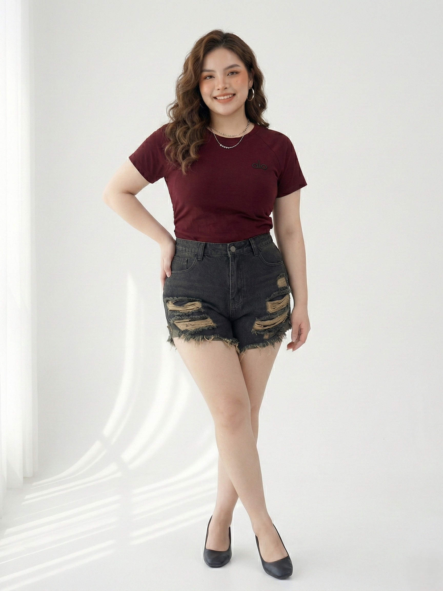 BIGSIZE - Áo thun tay ngắn thêu Alo T- AT9061