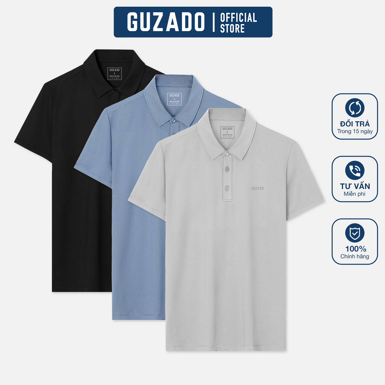 Áo Polo Nam Guzado Kiểu Dáng Basic, Co giãn thoải mái GPL2501