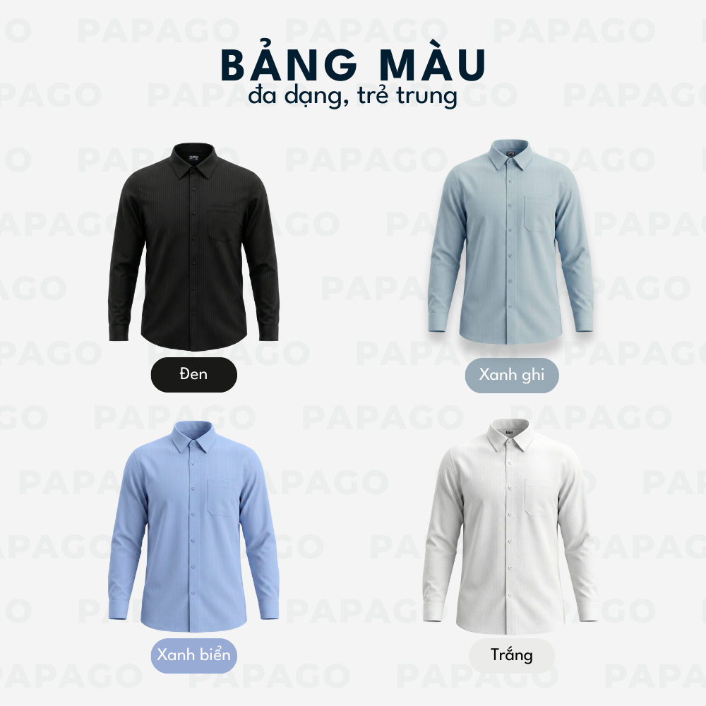 Áo sơ mi nam Trung niên thêu logo PAPAGO dài tay form rộng - P25SDTT001_thumbnail_5