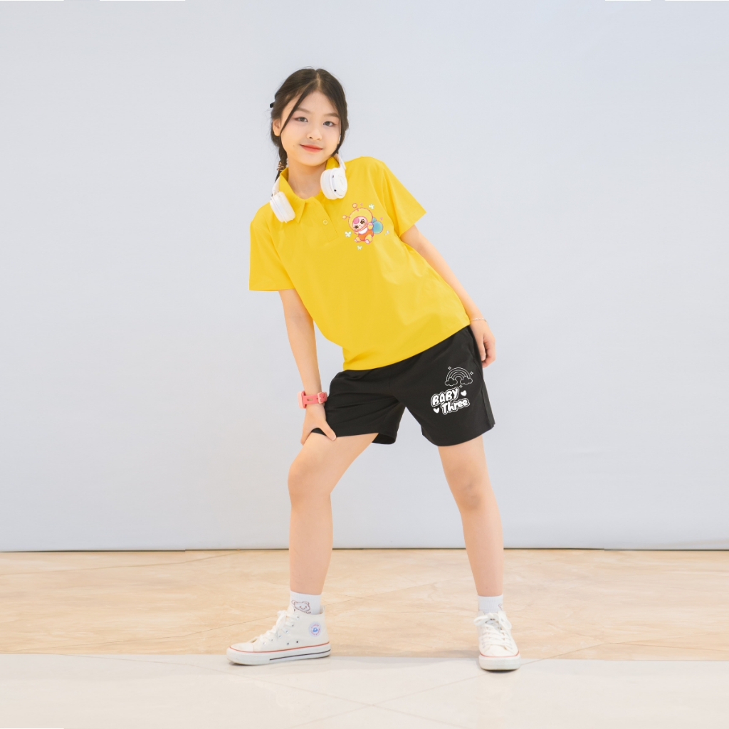 Bộ đồ Polo bé gái in hình ' Baby three' - Loza Kids BO278