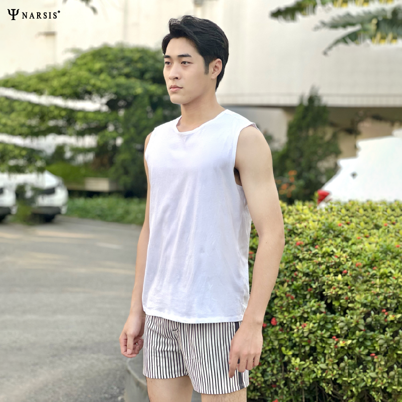 QUẦN ĐÙI NAM KẺ NÂU TRẮNG NARSIS CHẤT LIỆU COTTON CẠP CHUN CO GIÃN THOẢI MÁI - S23004 NARSIS VẢI ..._thumbnail_2