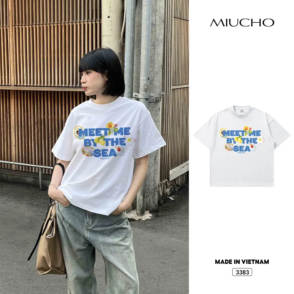 Áo thun nam nữ form boxy hè biển Miucho 3383