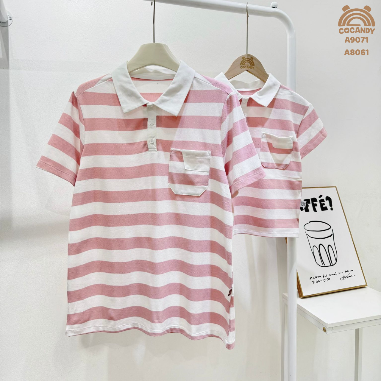Áo cộc kẻ HỒNG polo túi ngực NAM_thumbnail_0