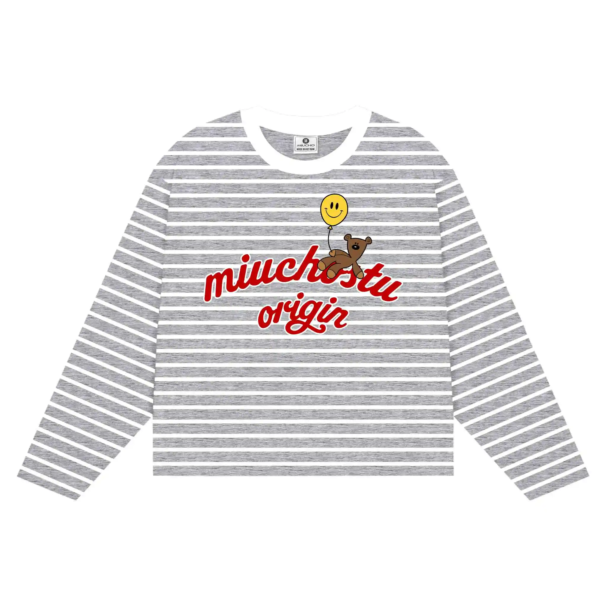 Áo thun boxy Miucho vải borip thoáng mát chuẩn form tay dài cổ tròn in chữ basic 2847_thumbnail_15