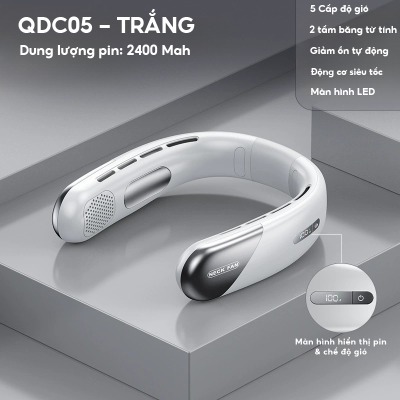 Quạt Đeo Cổ NMIMART 360 Độ, 5 Tốc Độ Gió, Pin 2400mAh Sạc Tiện Lợi QDC05, Mát Lành Mọi Nơi_thumbnail_2