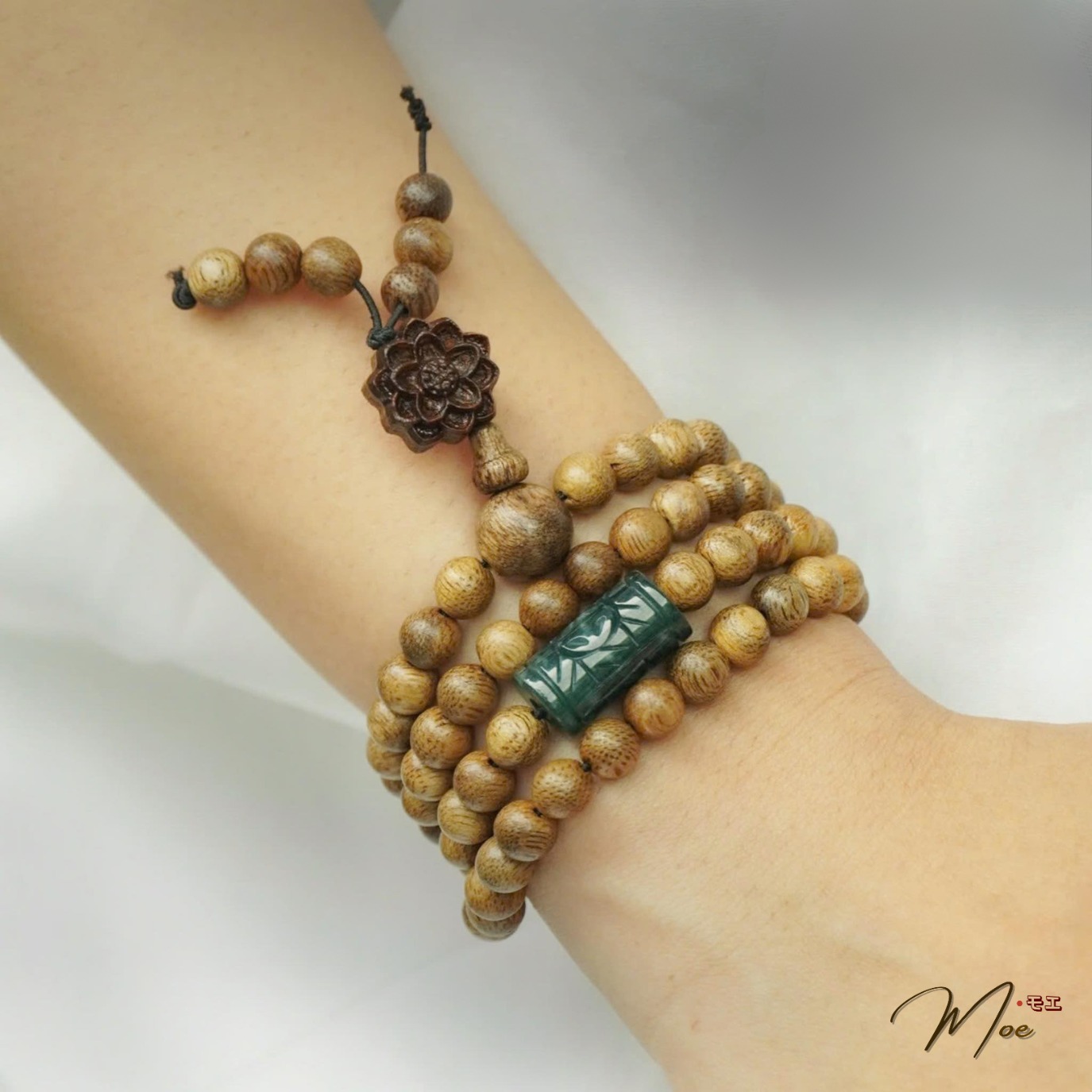 PT171 - Chuỗi vòng trầm tốc hoa sen mix lu thống đá tự nhiên