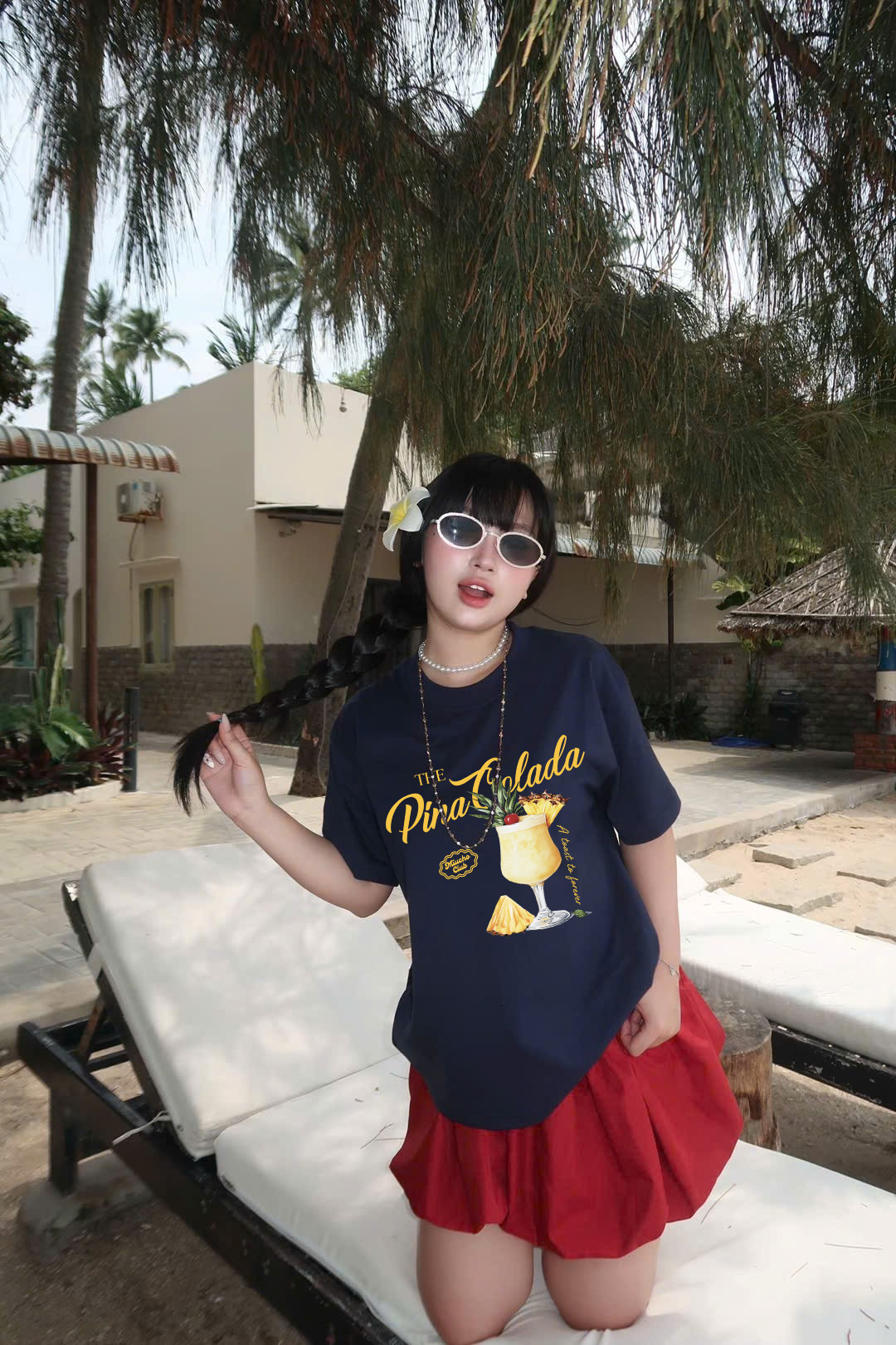 Áo thun boxy hè biển 2250 Miucho cổ tròn vải cotton 2c 250gsm đứng form in mix_thumbnail_3