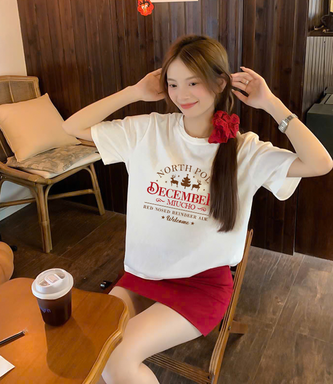 Áo thun nữ giáng sinh noel form vừa regular vải cotton 4c thoáng mát 1766 Miucho Chic Chic in mix_thumbnail_4