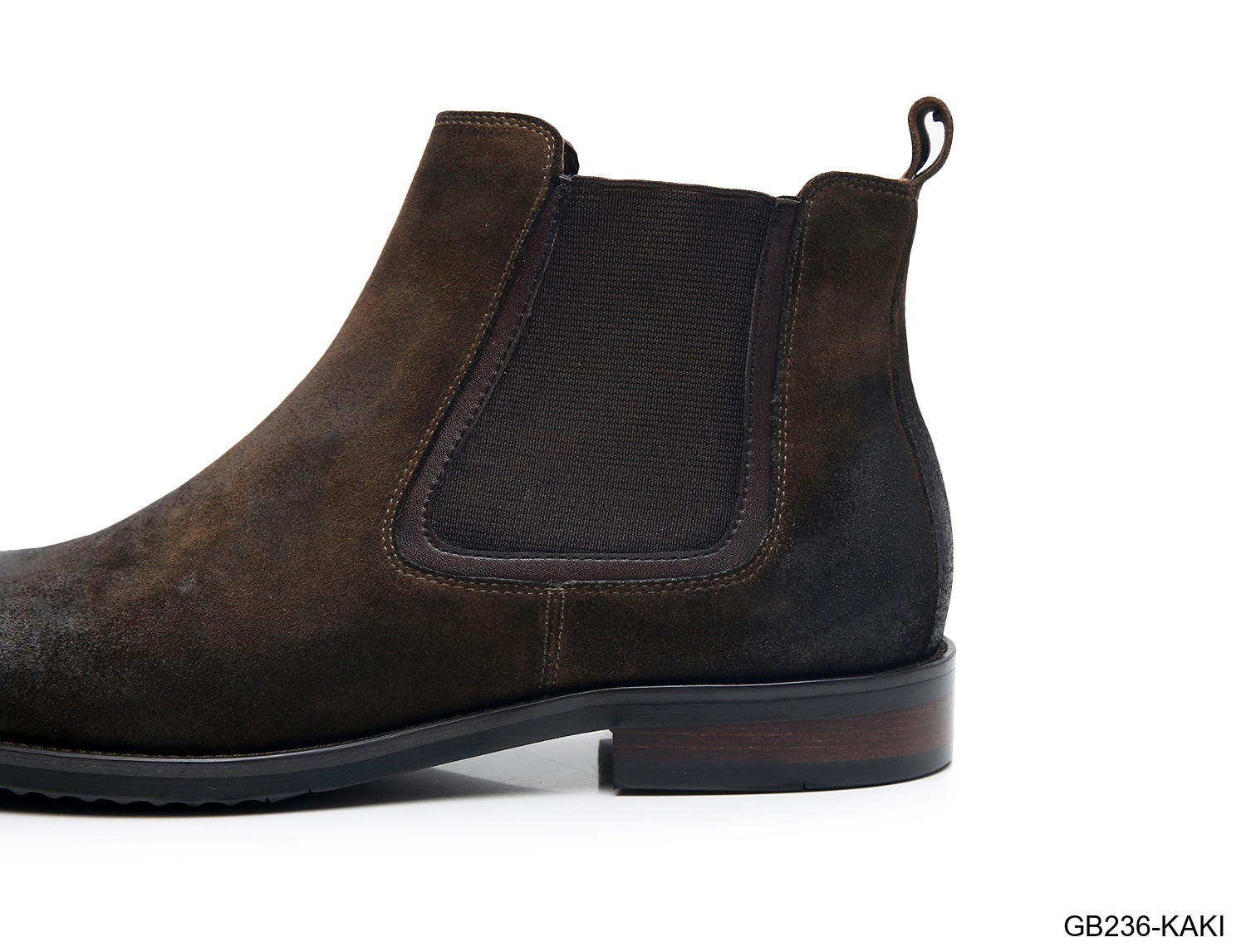 GB236 - Giày Chelsea Nam Da Heo Phong Cách Anh Quốc, Đế Cao Su Thoáng Khí, Màu Đen Kaki_thumbnail_32