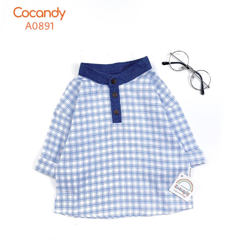 Áo dài XDƯƠNG caro cổ tàu jean_thumbnail_0