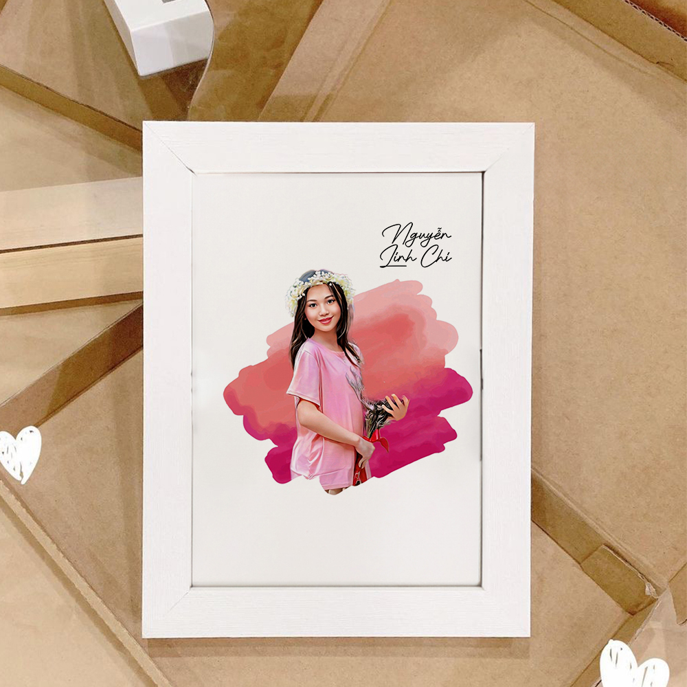 Khung ảnh để bàn vẽ hình chân dung thiết kế và in theo yêu cầu làm quà tặng bạn gái, người thân - Quà sinh nhật ý nghĩa