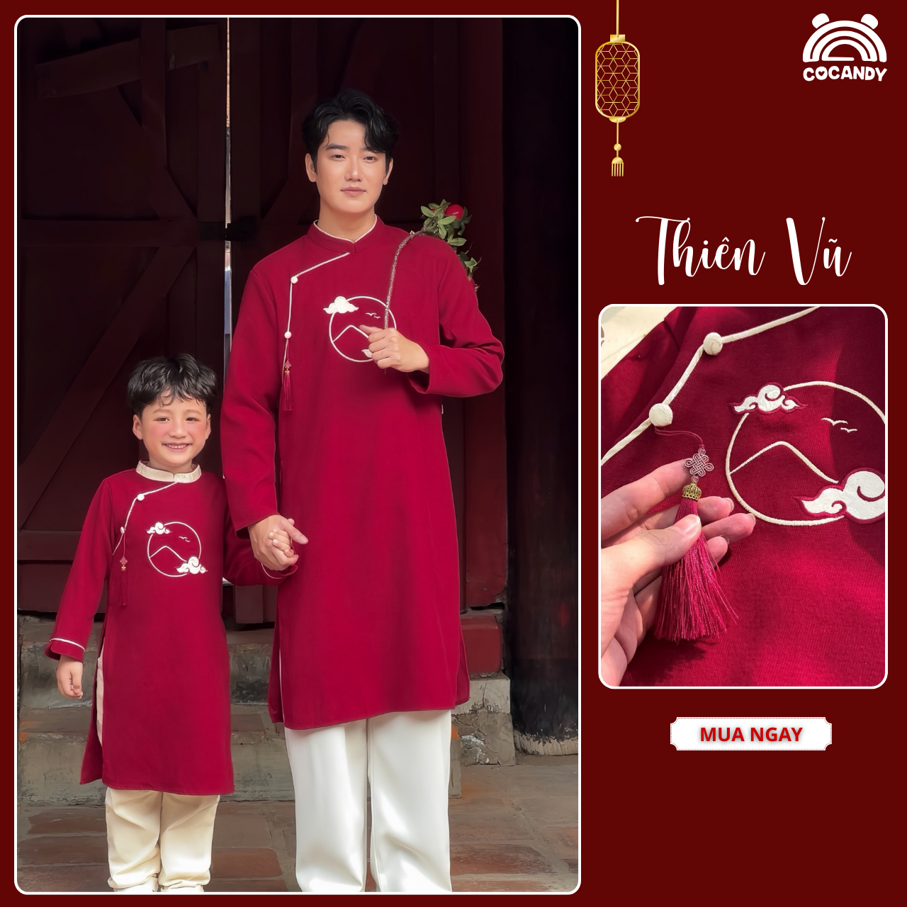 Áo dài ĐỎ Thiên Vũ NAM