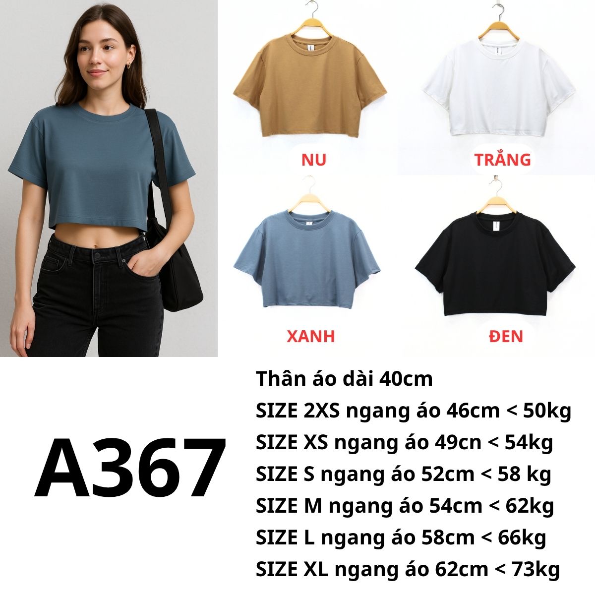 A367- Áo crop tay ngắn - Abound