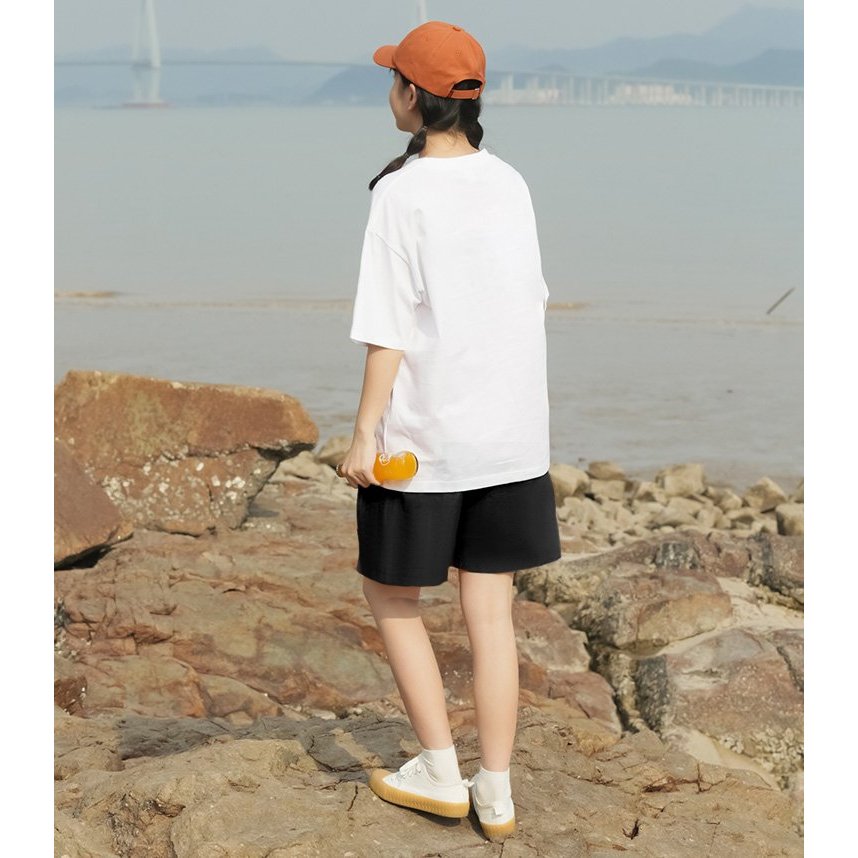 Quần đùi nam nữ, quần short Unisex trơn có logo chất kaki QNT01 Miucho basic_thumbnail_6