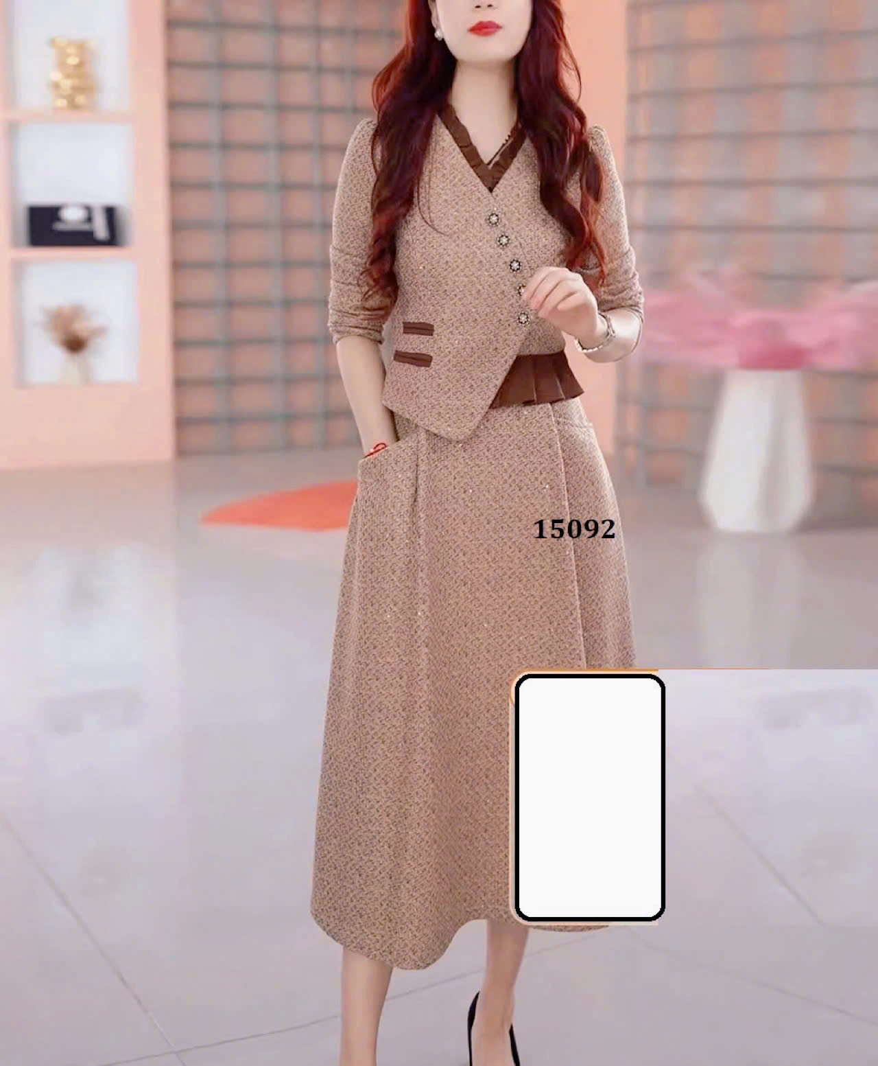 15092-Đầm xòe A dáng peplum vạt lêch cách điệu (linen kẻ)_thumbnail_2