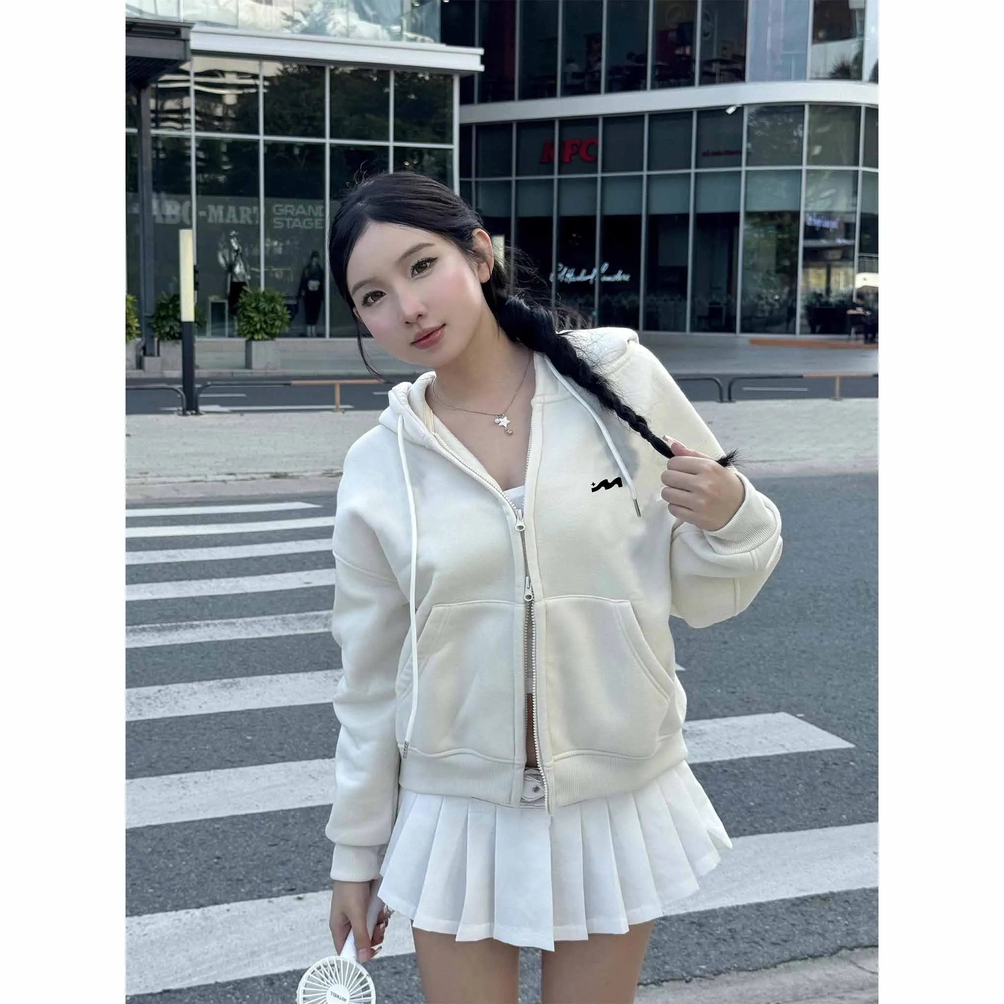 Áo hoodie zip form boxy basic 2579 Miucho chất vải nỉ bông thoáng mát mềm mại có nón_thumbnail_6