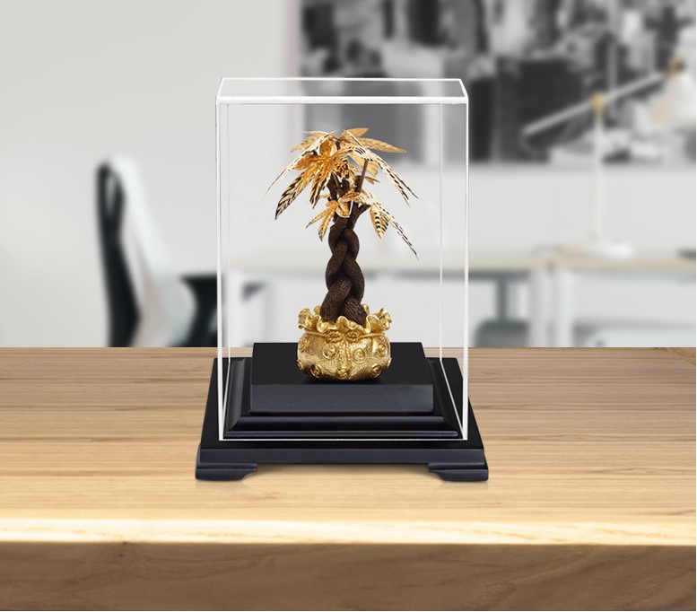 Cây kim ngân chậu vàng mạ vàng 24k ( KT 17X14X22cm ) DxRxC_thumbnail_2