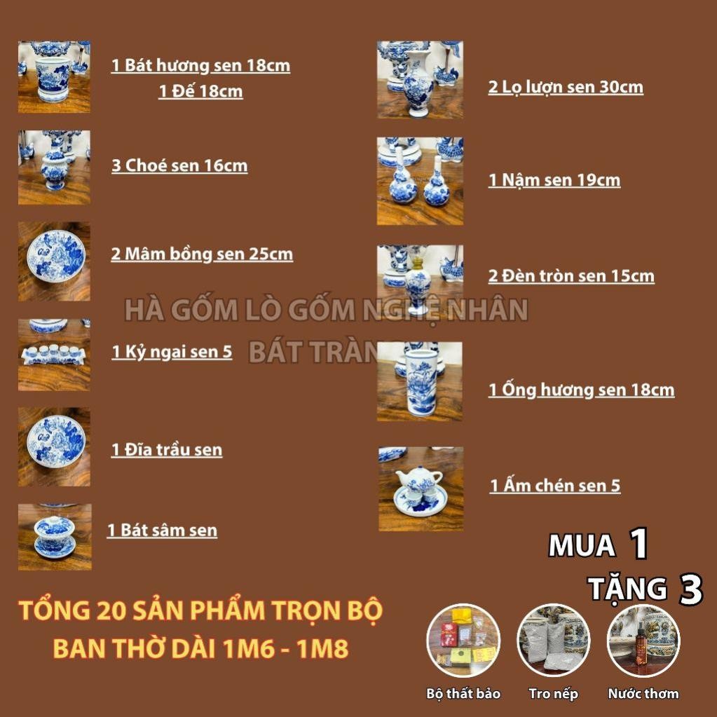 HG280 Đồ Thờ Cúng Bộ 20 món ban thờ 1M6 - 1M8 men trắng nghệ nhân Bát Tràng chế tác TẶNG Thất Bảo, Tro Nếp_thumbnail_1