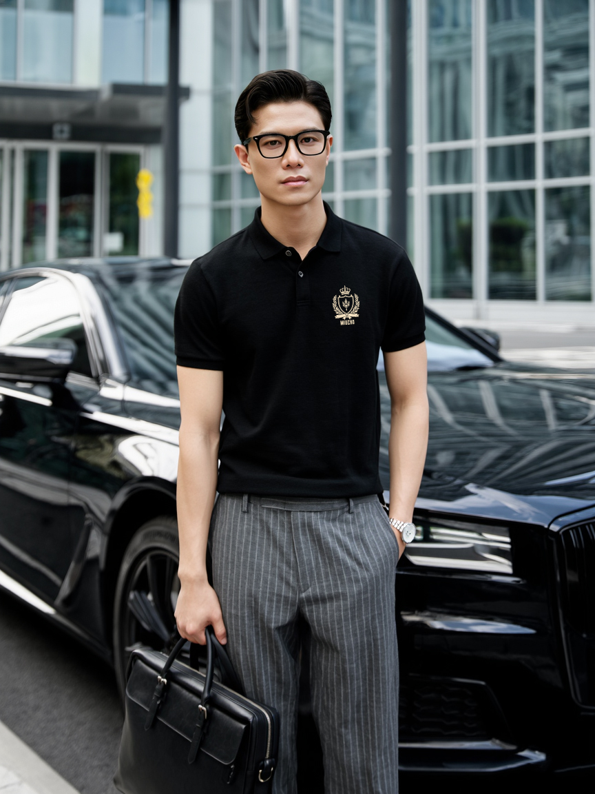 Áo polo nam local brand PLCSD2410 Miucho Iconic vải polyester bền nhẹ chống nhăn in basic_thumbnail_3