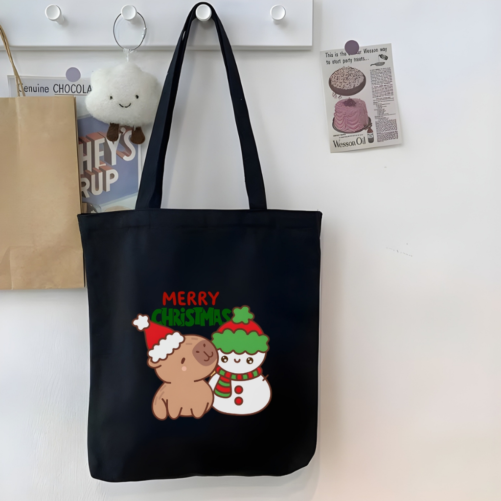 Túi tote vải canvas hình NOEL, Merry Christmas, đeo vai, có khóa kéo và ngăn phụ - WE TEE WTU08_thumbnail_14