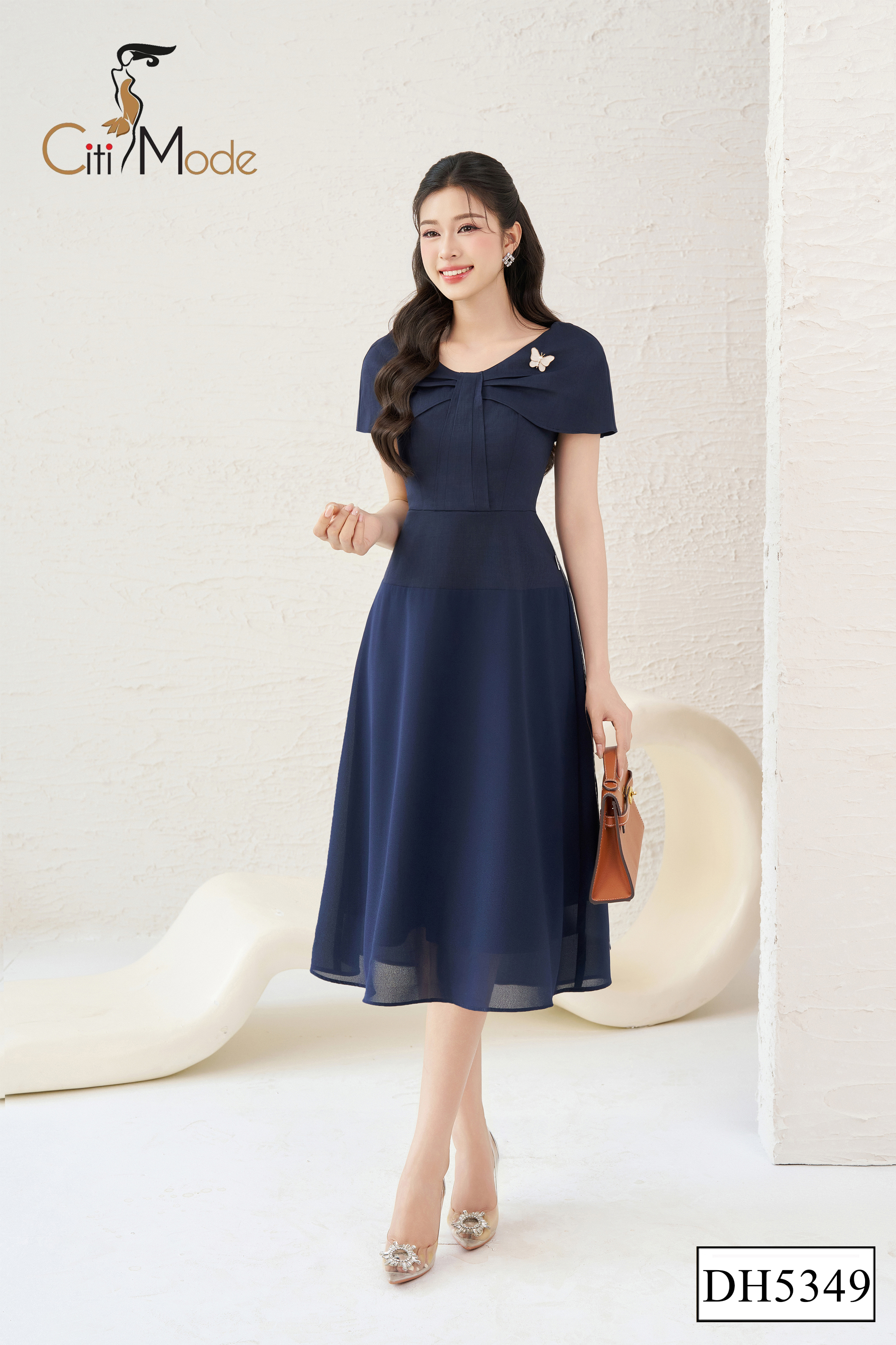 Đầm xòe xanh than tay ngắn_thumbnail_3