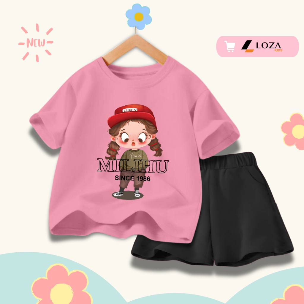 Đồ bộ cho bé gái in hình 'Bé gái Milihu' -  Loza Kids SB357