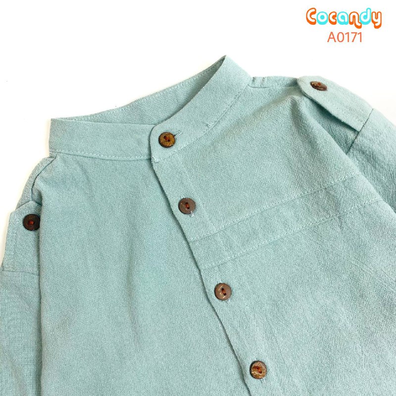 Áo dài đũi XANH cổ tàu_thumbnail_1