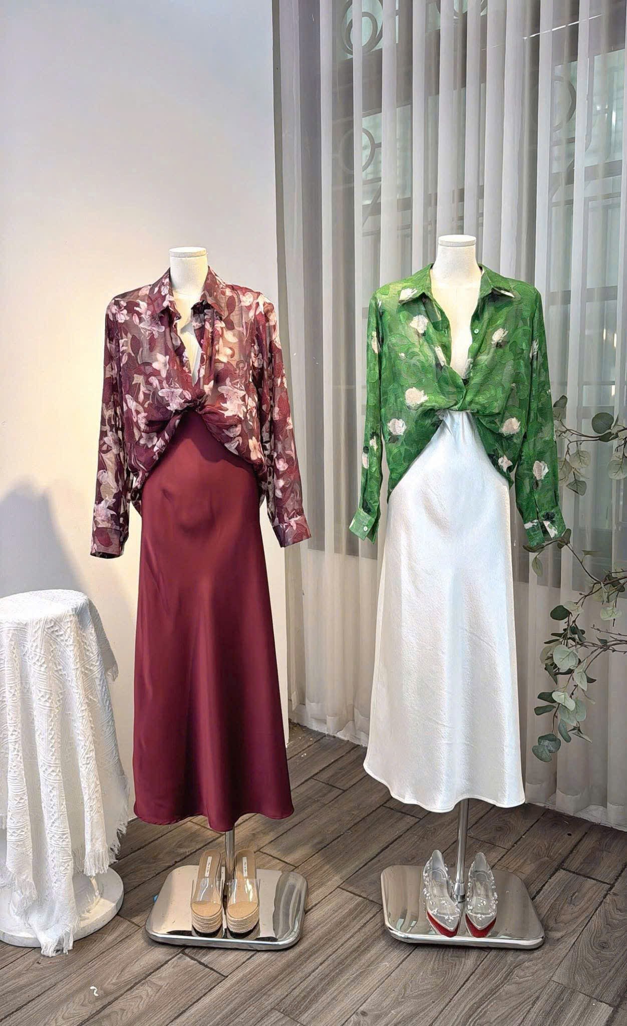 HA161 - Áo somi họa tiết 2 màu ( XANH )