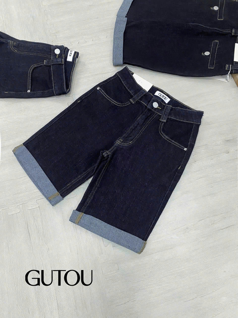 [ GUTOU ] Quần Jean Lửng Slippery Lai Lật_thumbnail_7