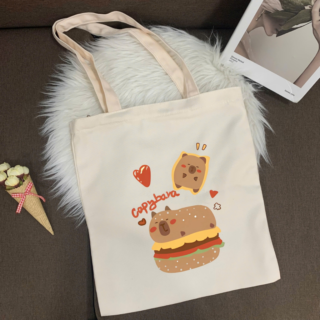 Túi tote in hình Capybara Cute - Túi vải canvas kích thước 33x37cm đựng vừa A4  và laptop - TOTE10_thumbnail_14