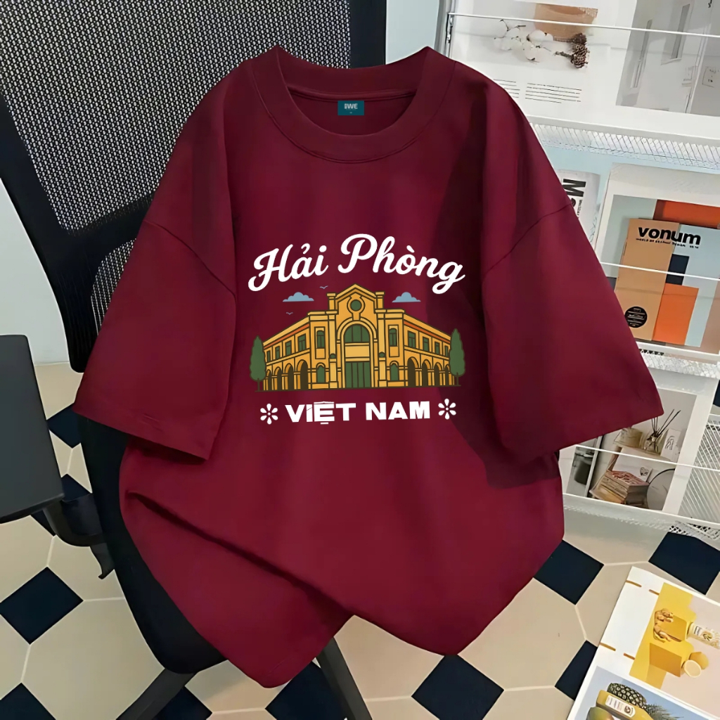Áo thun du lịch Việt Nam, Huế, Đà Nẵng...dáng oversize rộng màu đỏ local brand We Tee - T036_thumbnail_4