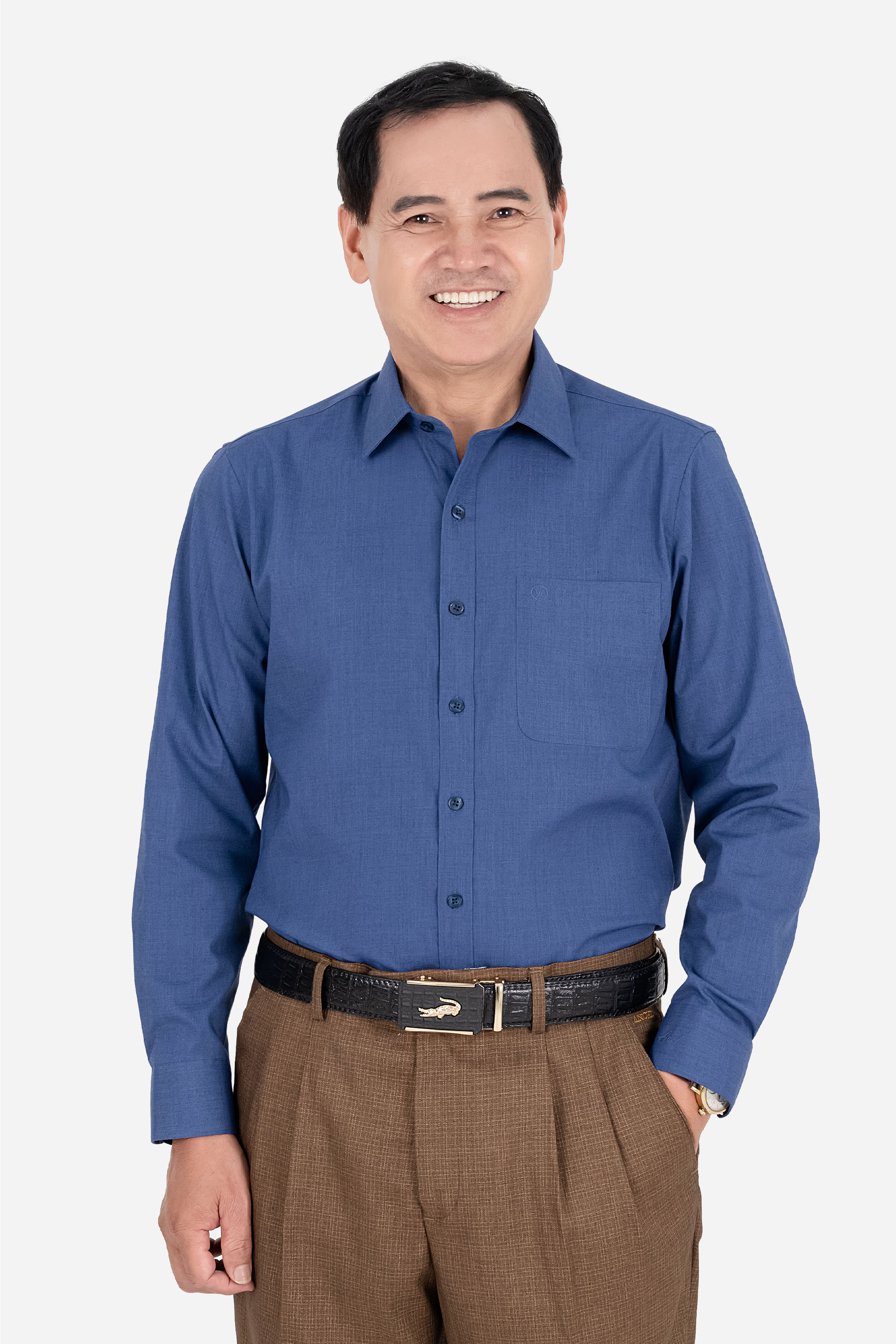 Áo Sơ Mi Trơn Dài Tay Nam Trung Niên ANCHI Chất Liệu Sợi Gỗ Thoáng Mát Màu Đen_thumbnail_18