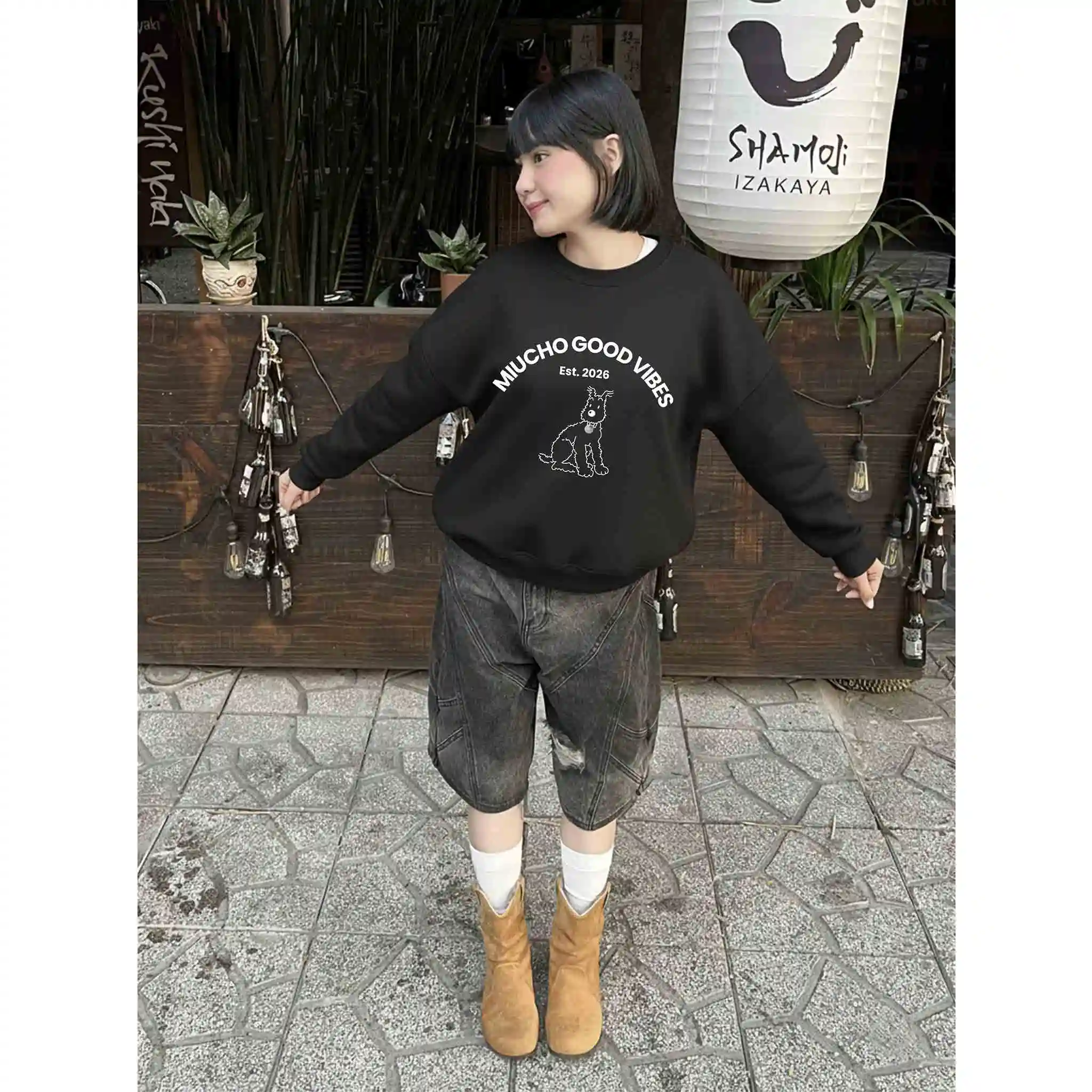 Áo Sweater form boxy Miucho vải nỉ 2 da cao cấp dày dặn thoáng mát cổ tròn basic in mix 2843_thumbnail_2