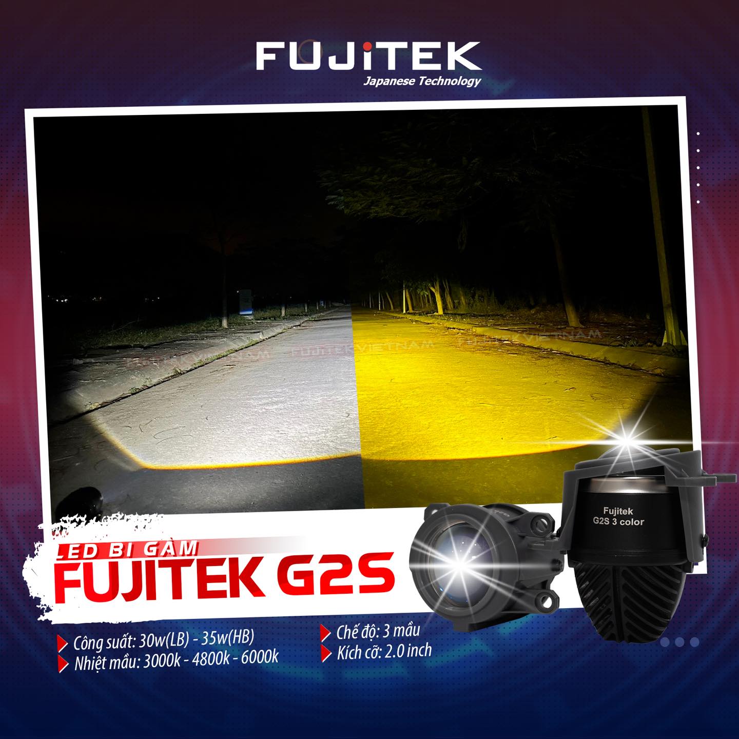Fujitek G2S Bi gầm Led 2 inch 1 chế độ màu_thumbnail_3
