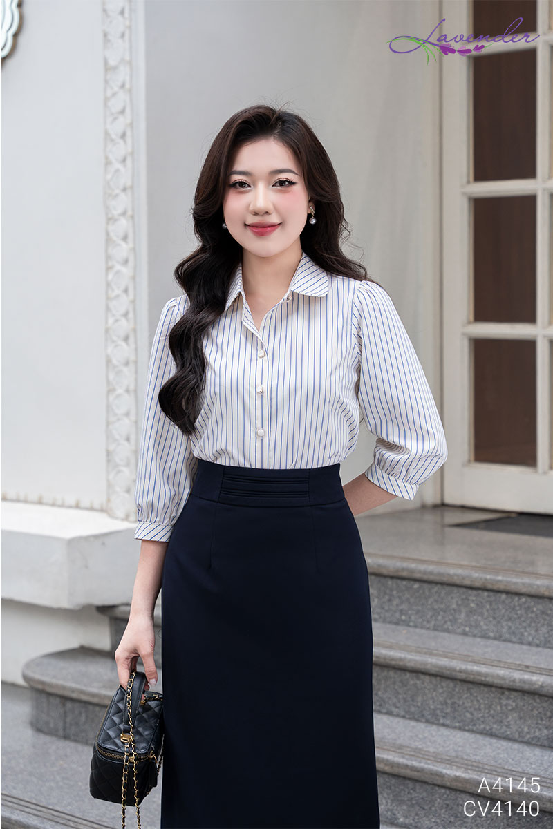 Set Áo sơ mi cổ sen tròn tay lỡ S4145_thumbnail_4