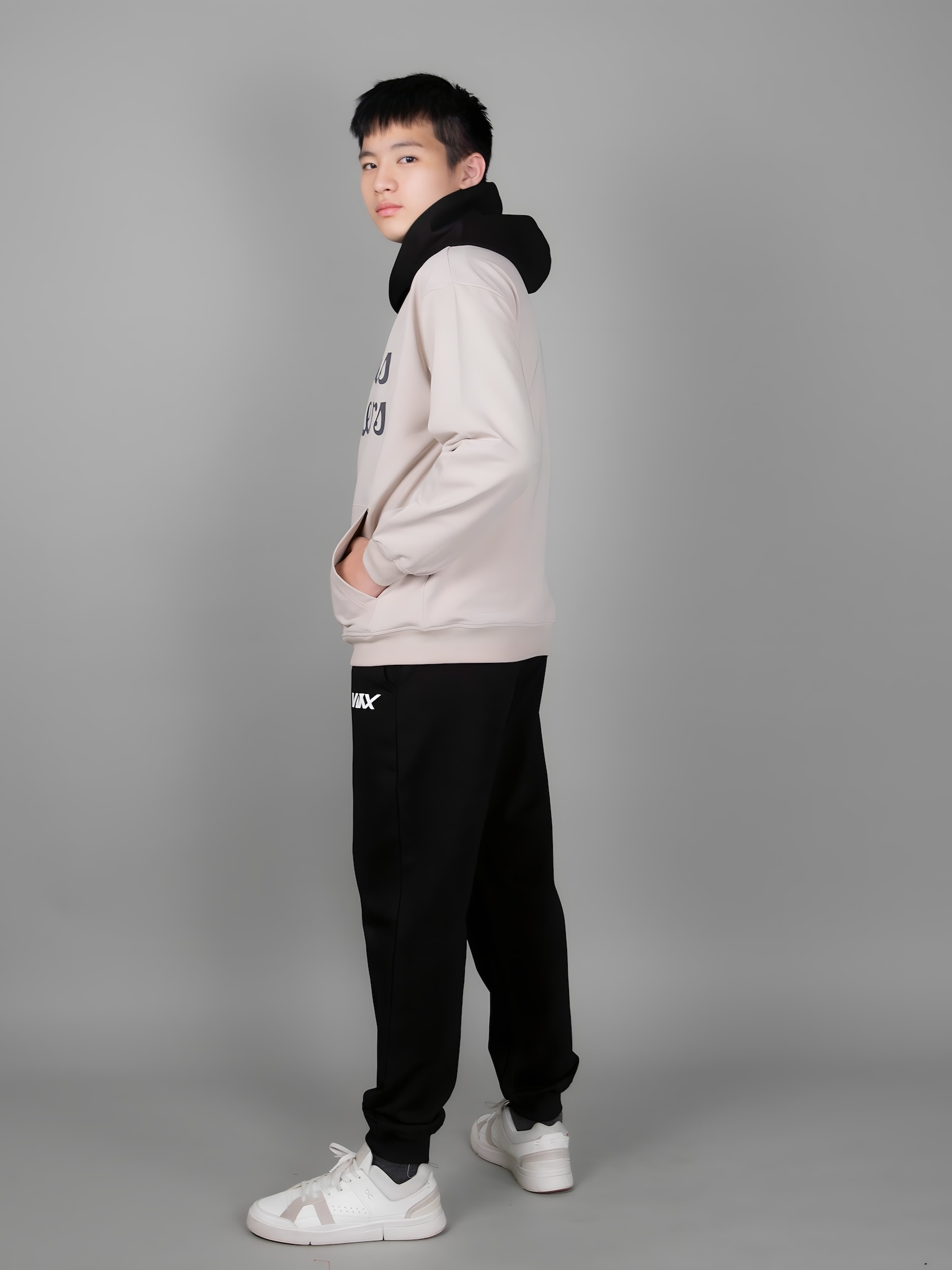 Áo nỉ hoodie màu be mũ đen Los angeles_thumbnail_3