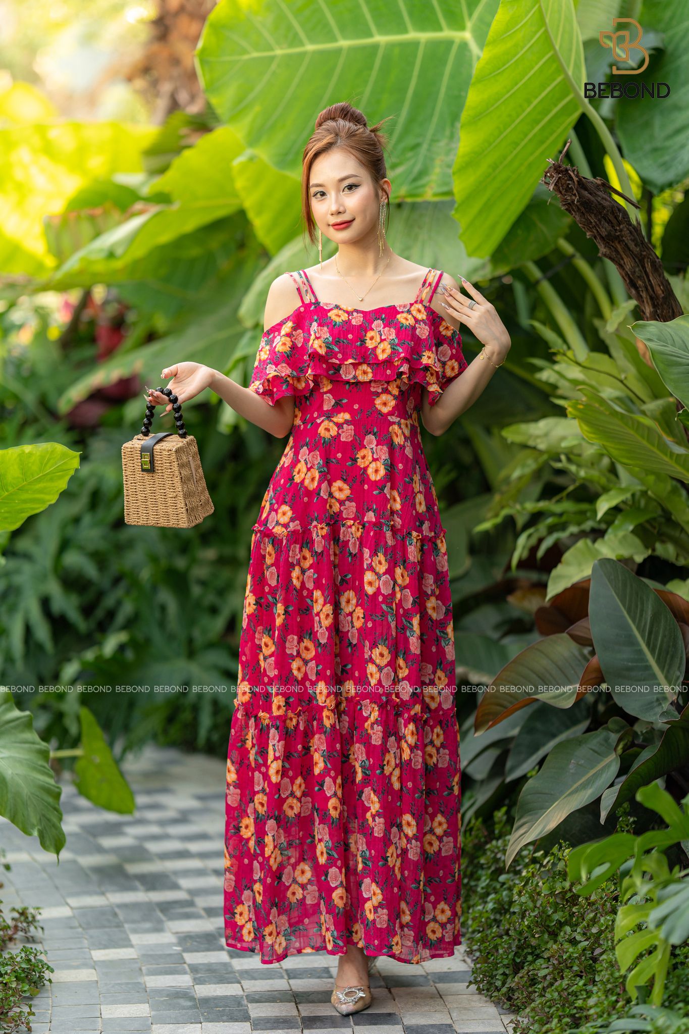 ĐẦM LỤA HỒNG HOA MƯỜI GIỜ- SUNNY DRESS