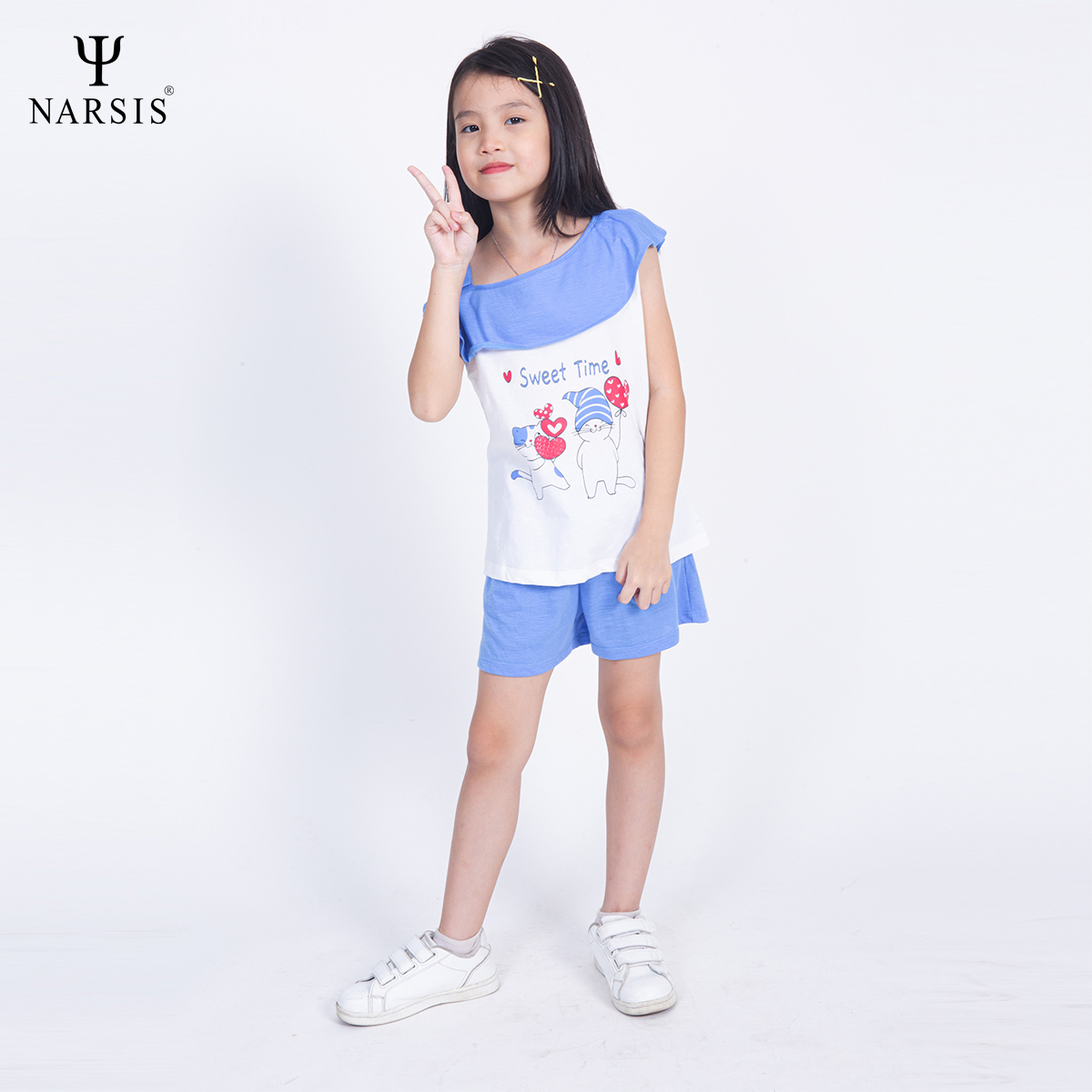 BỘ HÈ BÉ GÁI KM1013 NARSIS CHẤT LIỆU THOÁNG MÁT, DỄ CHỊU, THOẢI MÁI CẢ NGÀY, DỄ VẬN ĐỘNG