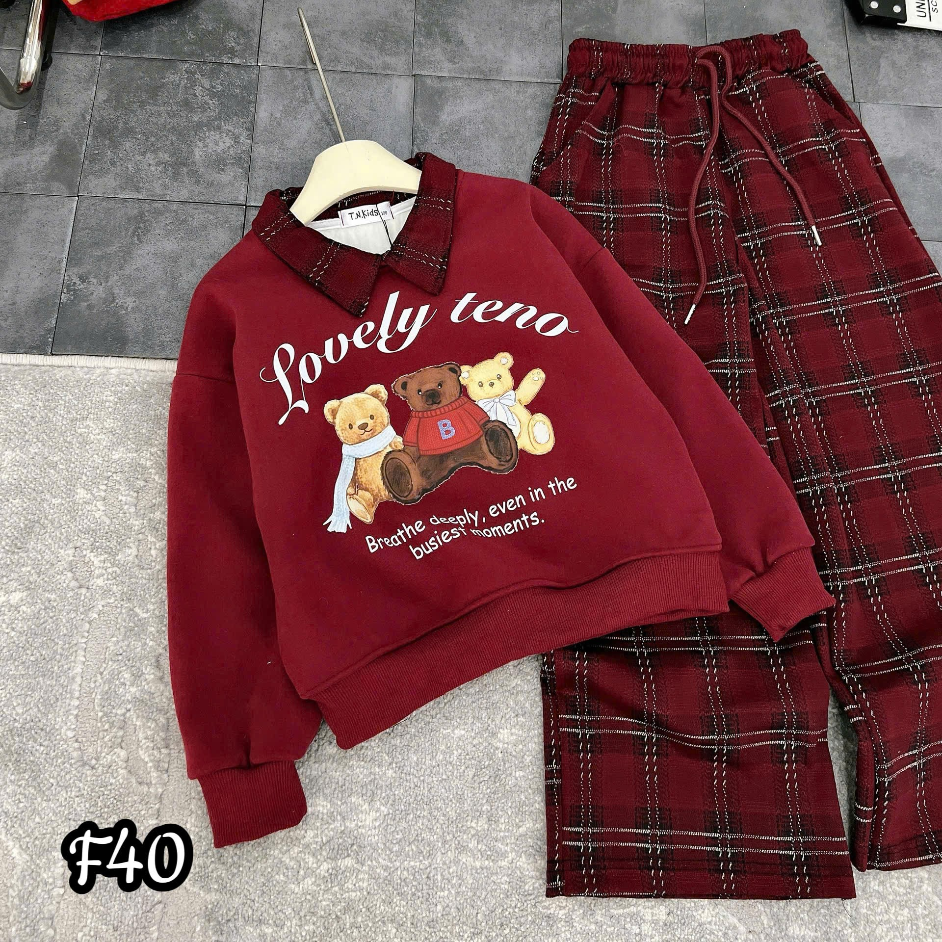 [F40] Bộ nỉ gấu LOVELY TENO