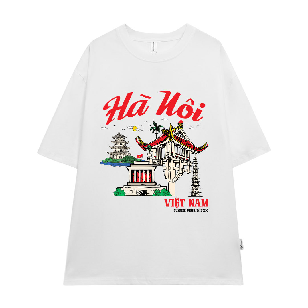 Áo thun du lịch Hà Nội ATD1264 Miucho vải cotton thoáng mát in mix_thumbnail_0