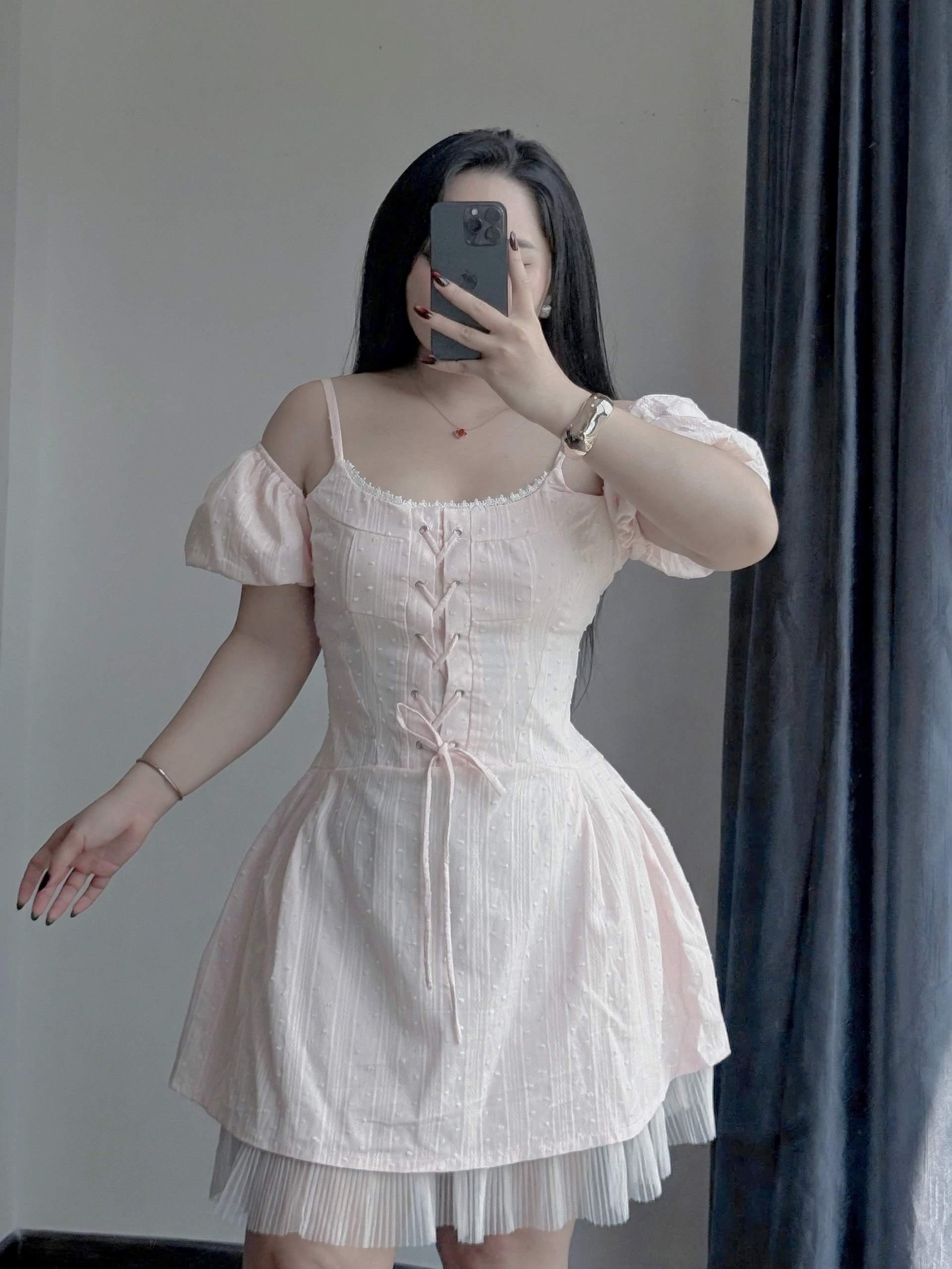 BIGSIZE- Đầm kiểu phối dập ly V-DA185_thumbnail_6