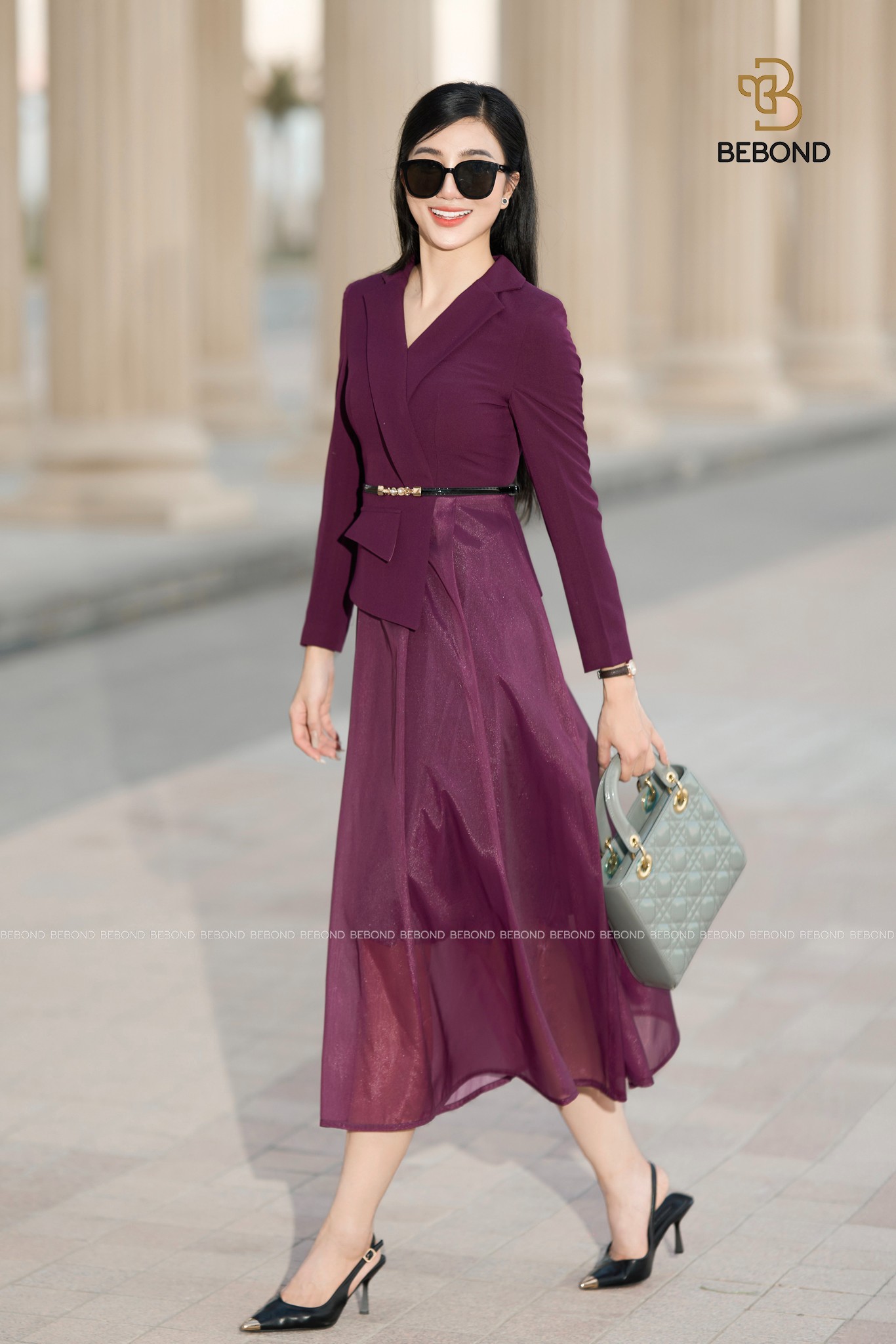 Đầm VIVIAN tà lệch viền túi màu tím_thumbnail_0
