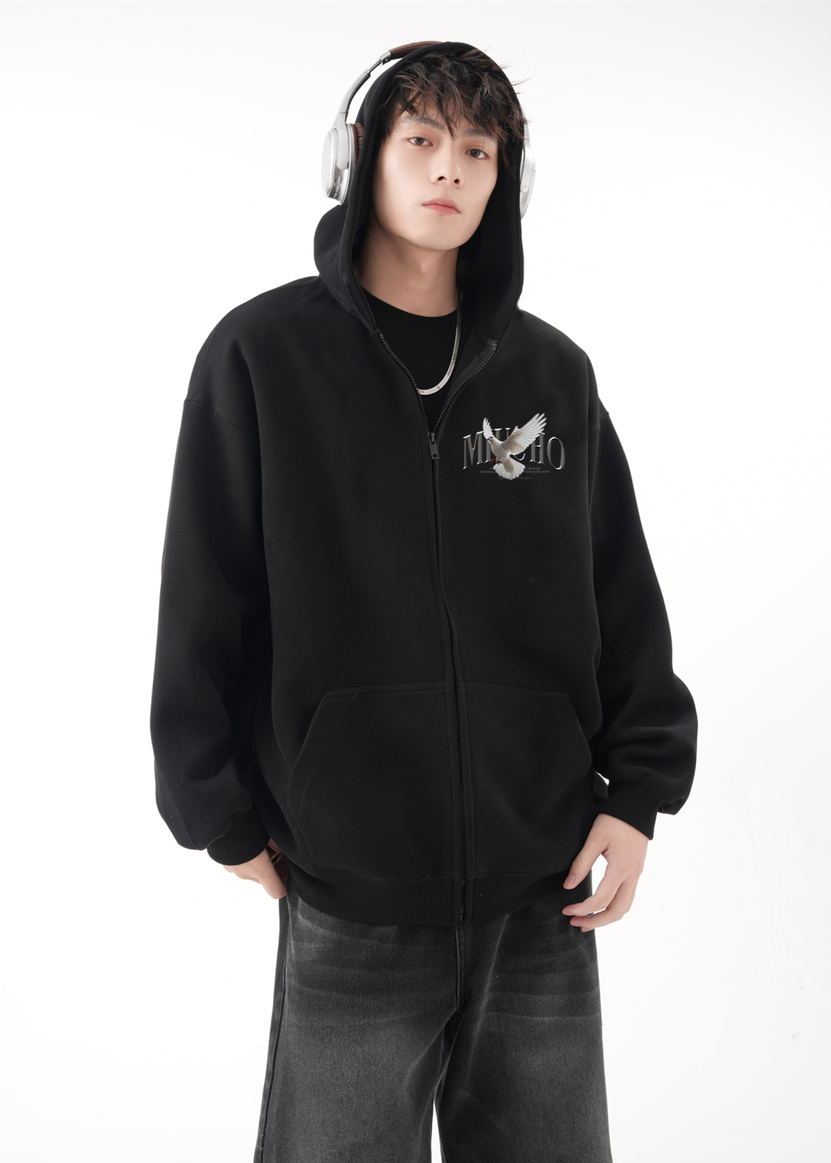 Áo hoodie zip nam local brand form rộng HZD1584 Miucho Club vải nỉ chân cua dày dặn mũ rộng in mix_thumbnail_6